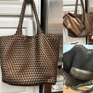 Elegant Bronze Woven Tote Bag